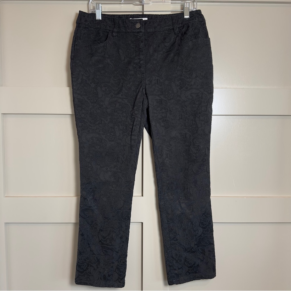 Chico's Pants Black Lace Overlay High Rise Ankle Stretch Chico’s 1 Women’s M/8